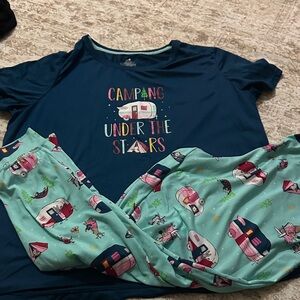 Secret Treasures Women's Pajama Set - Blue and Aqua